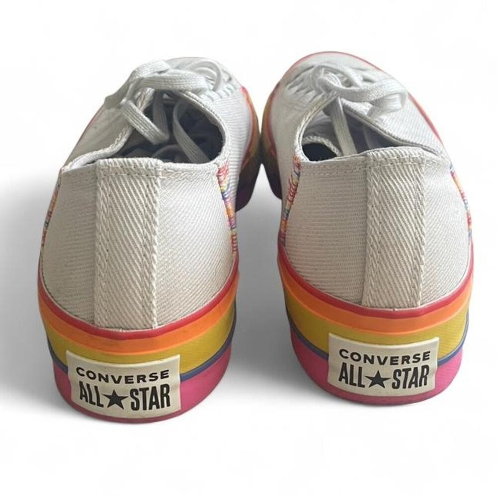 Converse Chuck Taylor All StarLift Low Rainbow Platform Sneakers Vintage White - Picture 5 of 8